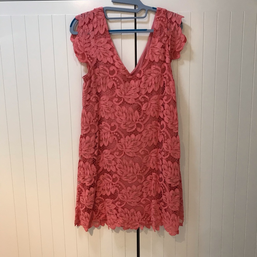 Coral Lace shift dress
